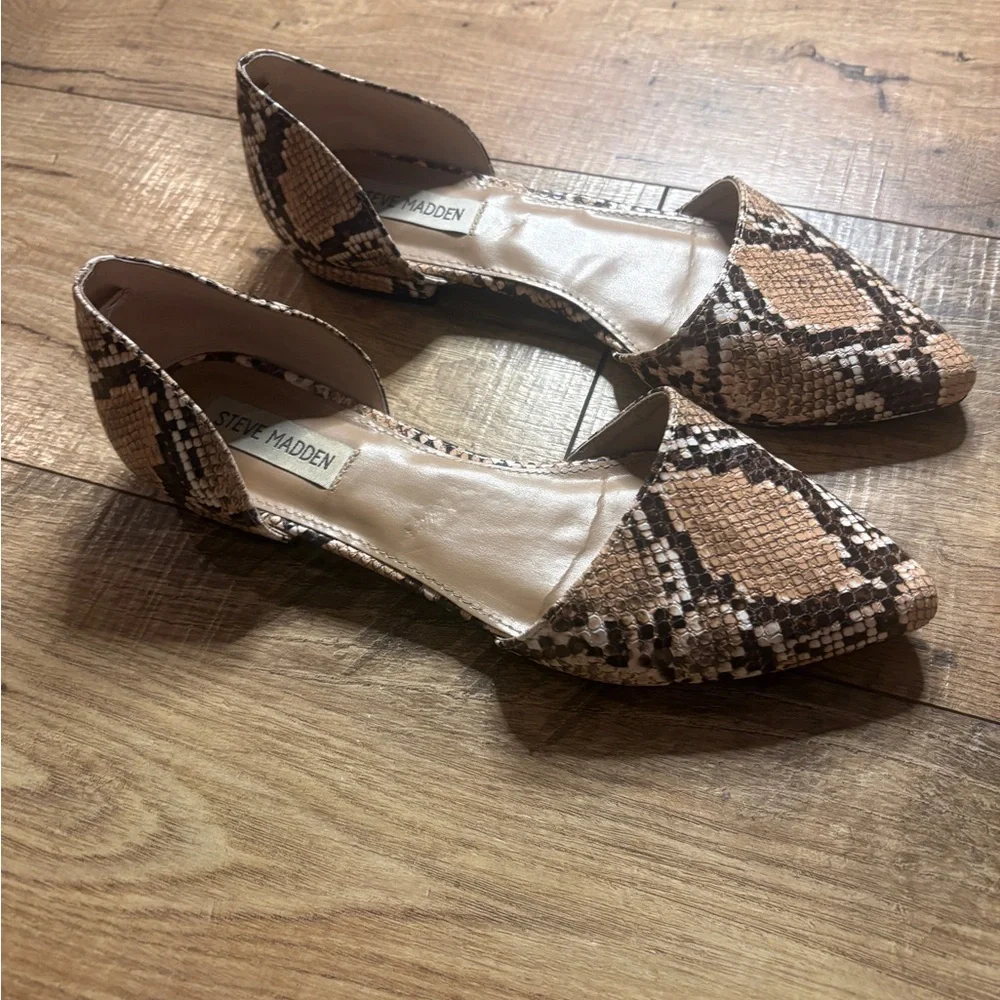 Steve Madden Women's Snakeskin Flats - Brown Size 8 - Picture 1 of 5